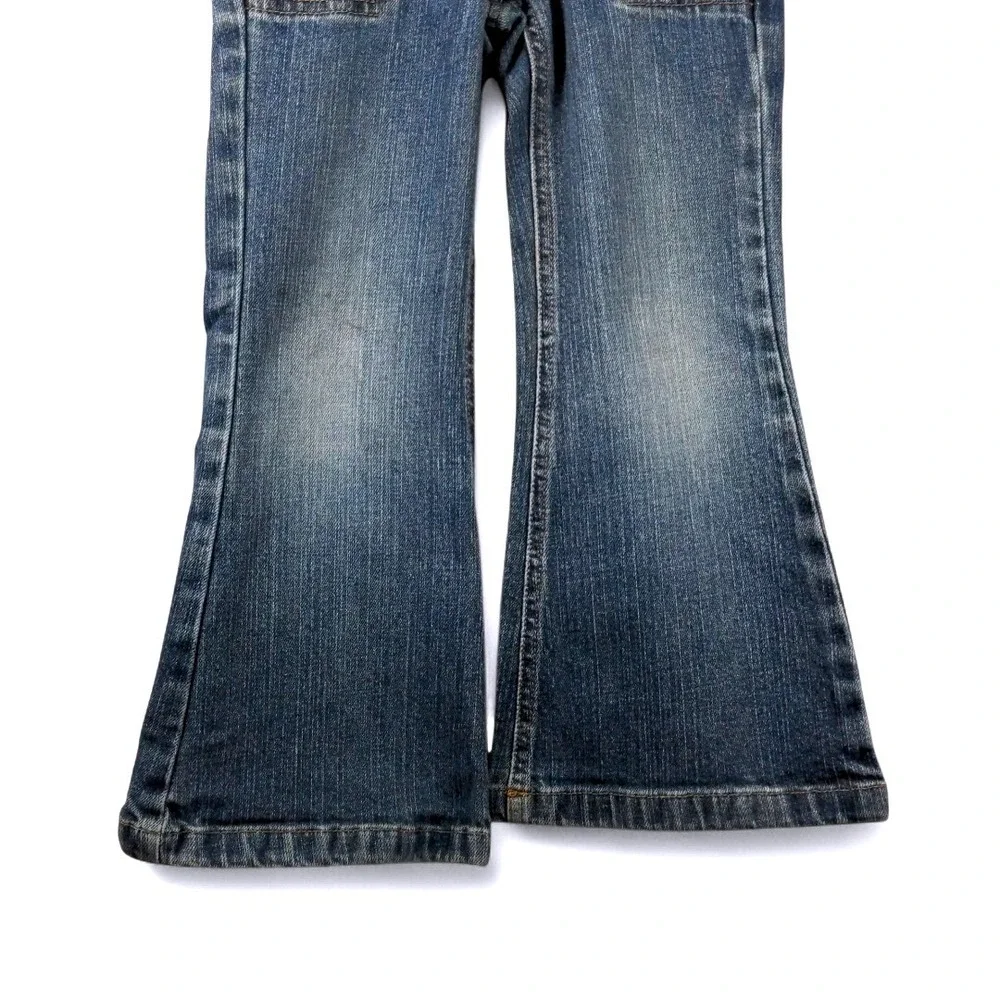 Vtg Gap Kids Y2K Flare Jeans Size 4 Adjustable Waist Stretch 2005‎ Retro Denim